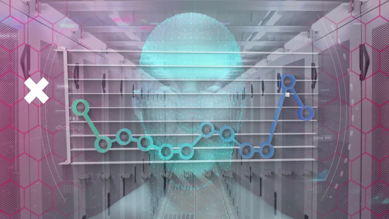 procesamiento de datos estadísticos y red de conexiones contra la sala de servidores informáticos