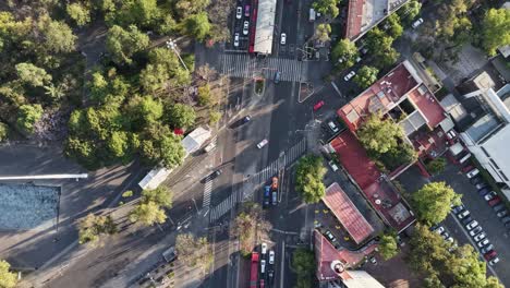 drone hyperlapse of a traffic crossing in mexico city