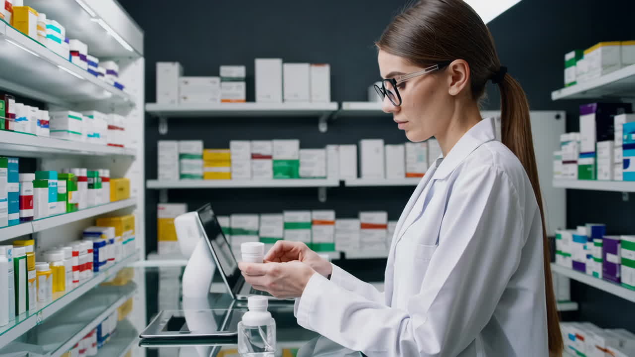 Farmacista che lavora in farmacia