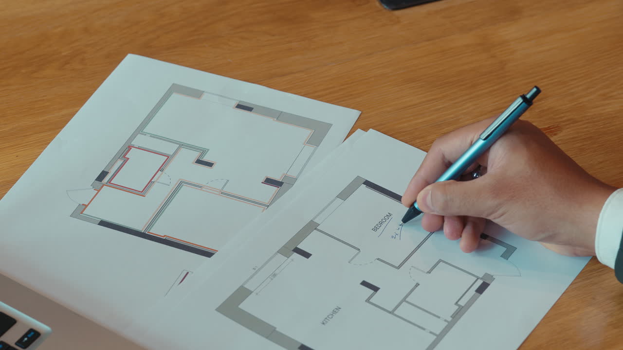 Person reviewing home floor plans