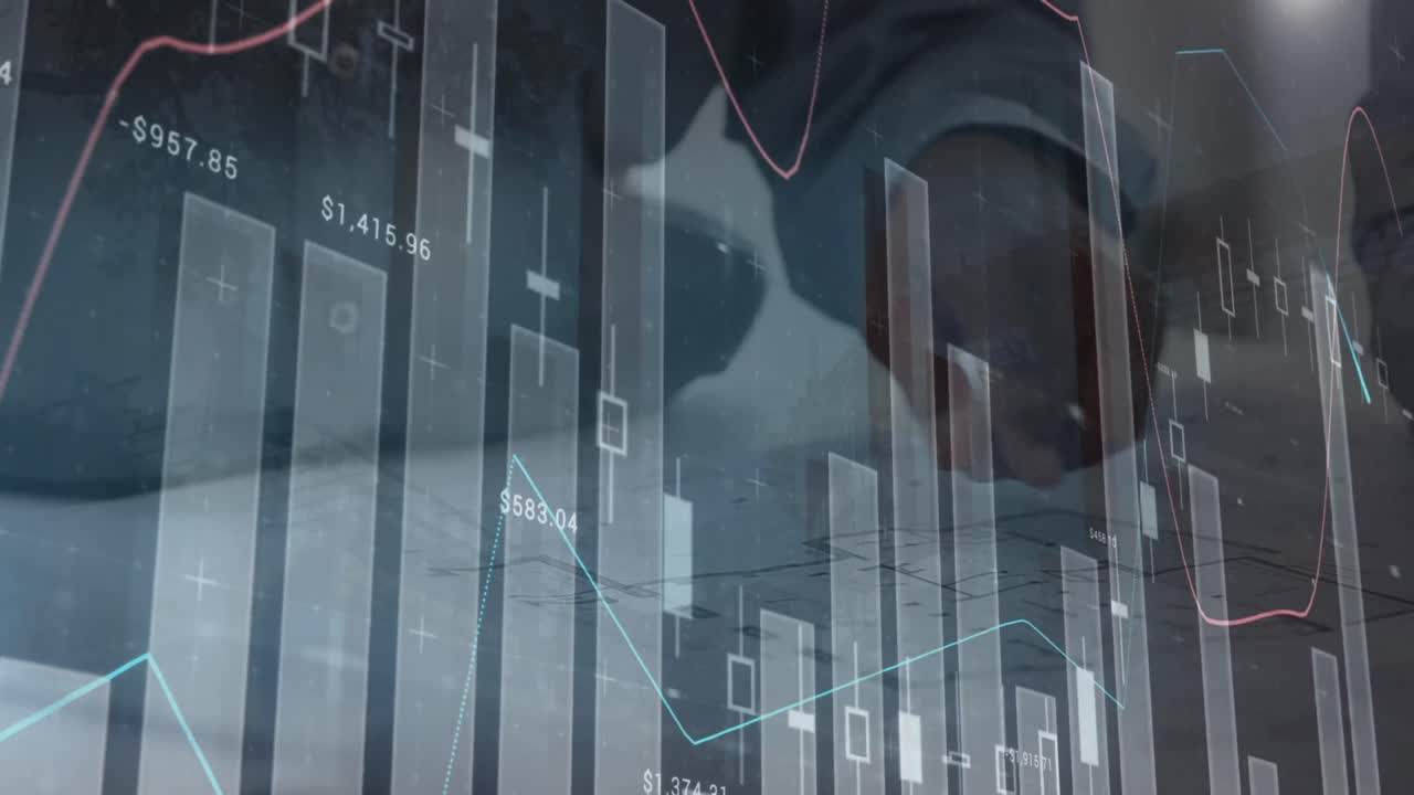 사업가에 대한 금융 데이터 처리의 애니메이션