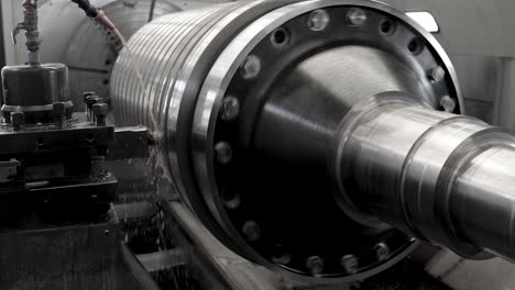 Industry lathe machine work in steam turbine