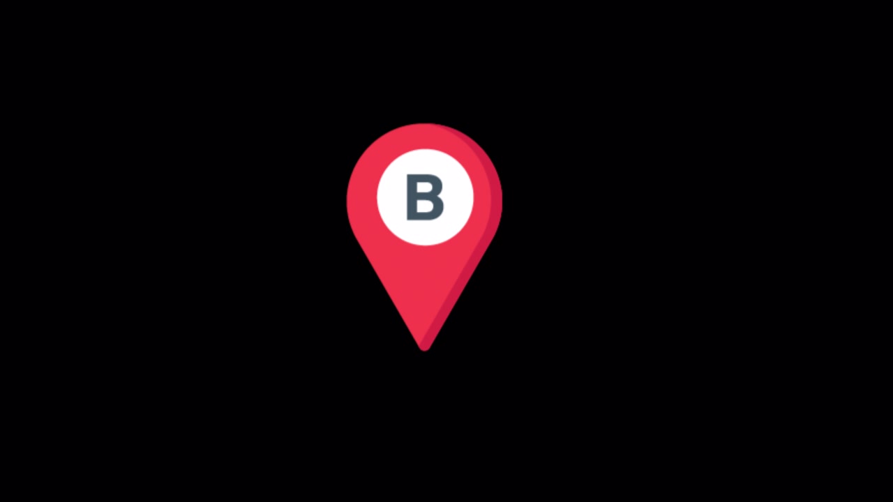 Animated Red Map Pin Icon with Letter B