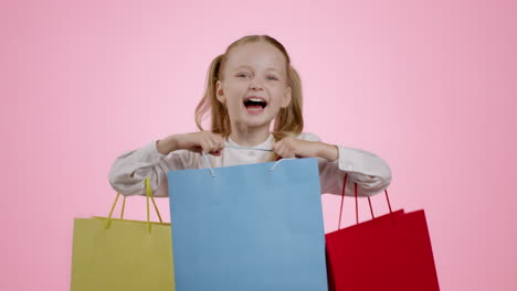 happy girl with shopping bags