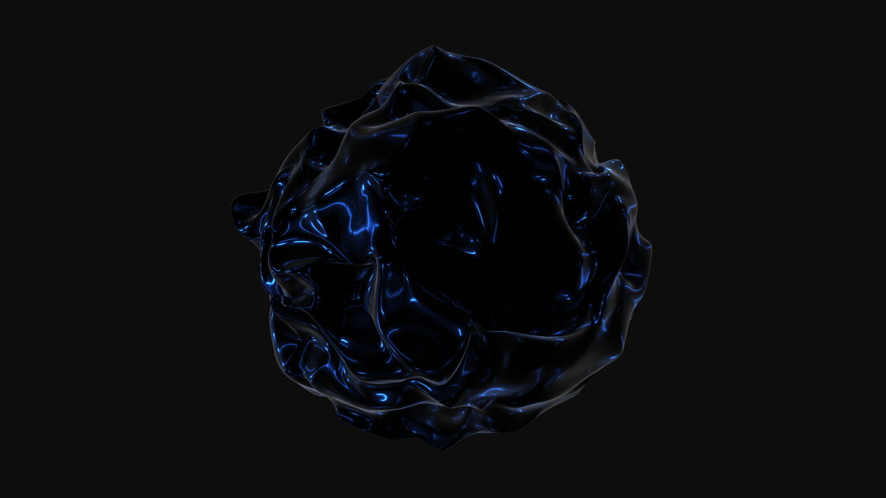 impresionante renderizado en 3d de obras de arte metálicas azules sobre fondo negro