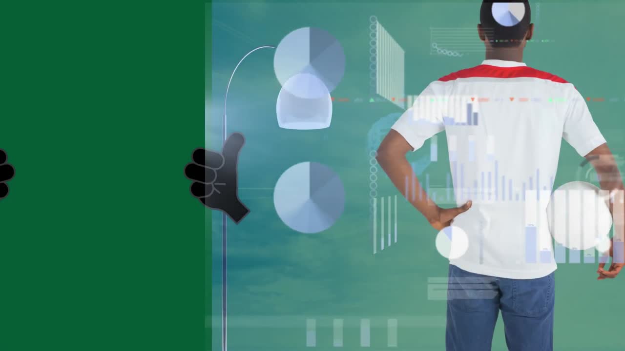 Animation of data processing over football player