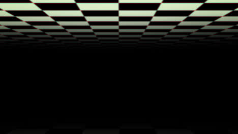 black and white checkerboard squares moving at the top of a black background