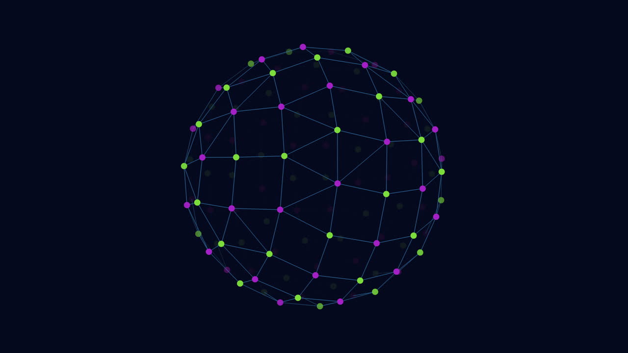 3d model of sphere with dots connected by grid lines