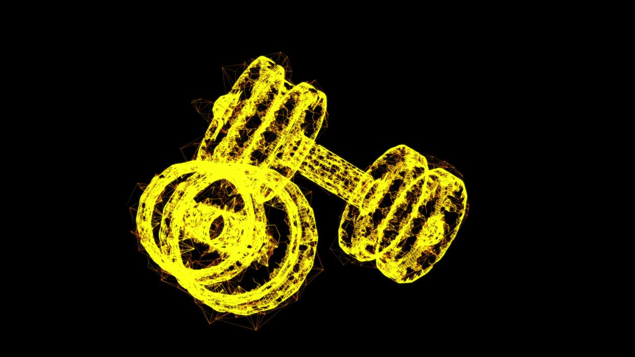 Dumbbells Gym equipment. Bodybuilding, powerlifting, fitness concept. Wireframe low poly mesh technology