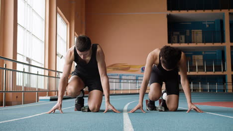 young runners on running track