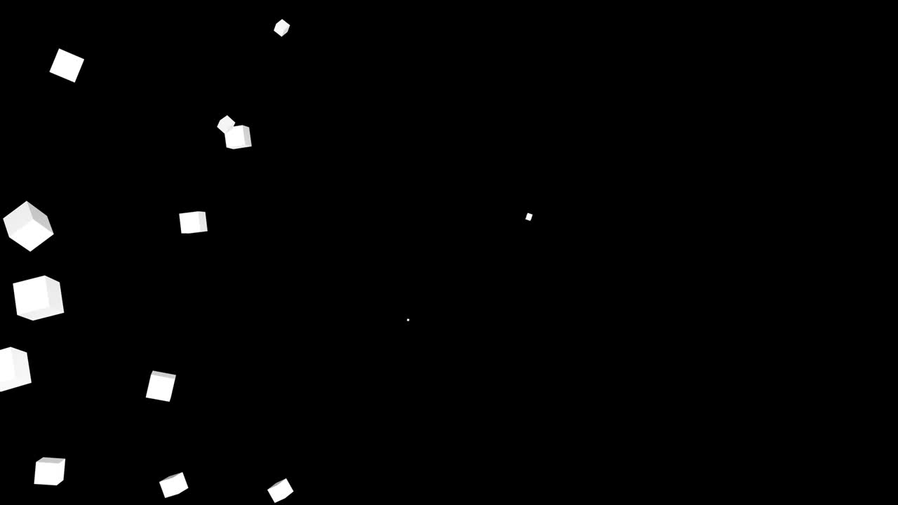 검은색과 색의 큐브 화면은 알파 채널과 함께 전환을 습니다.