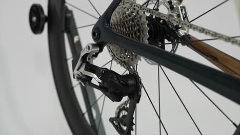 close-up of a bicycle's rear derailleur and cassette