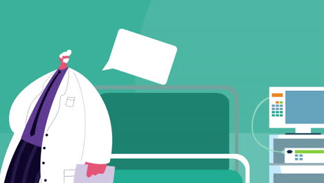 doctor wearing medical mask for covid19 and speech bubble