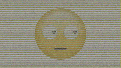 animación digital de tv efecto estático sobre emoji de cara confusa contra un fondo negro