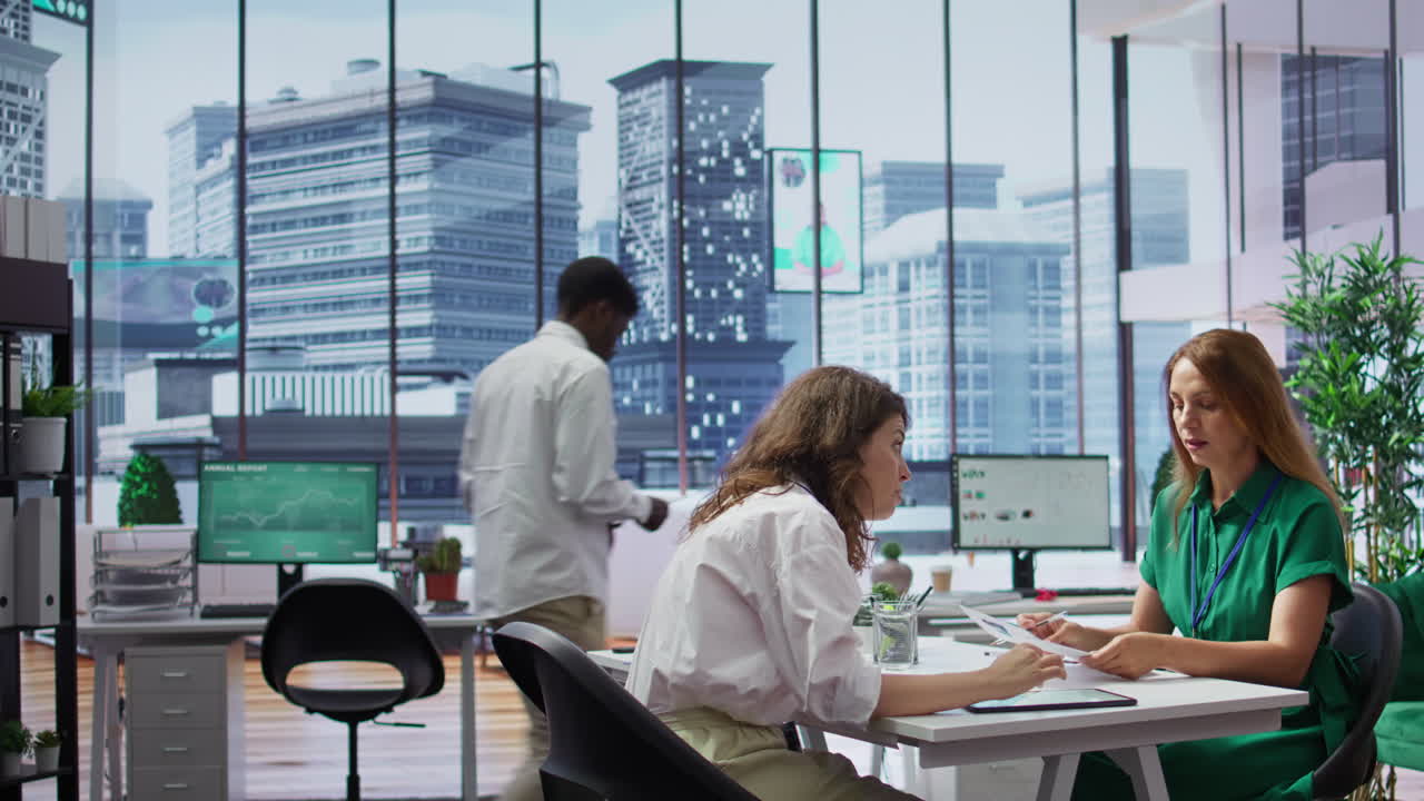 Human resources employees evaluating job applications and CVs after interviews