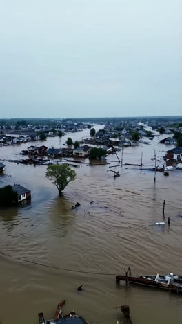 aerial view of flooded residential area