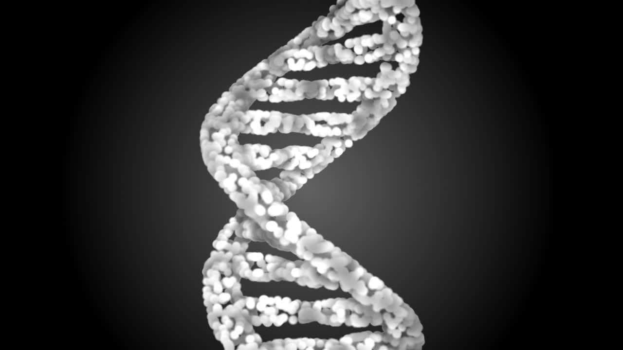 código de adn. abstracto 3d marco de alambre poligonal dna molécula hélice en espiral. animación en bucle.