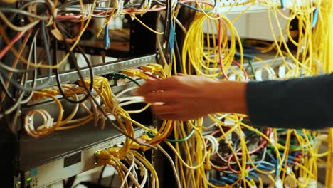 networking service. network engineer administrator checking server hardware equipment of data center