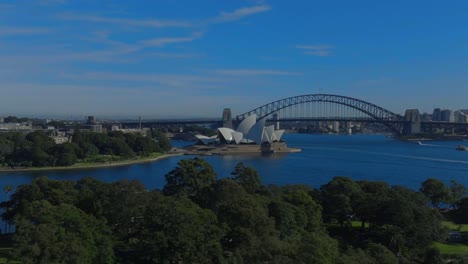 drone reveal of sydney harbour bridge and opera house