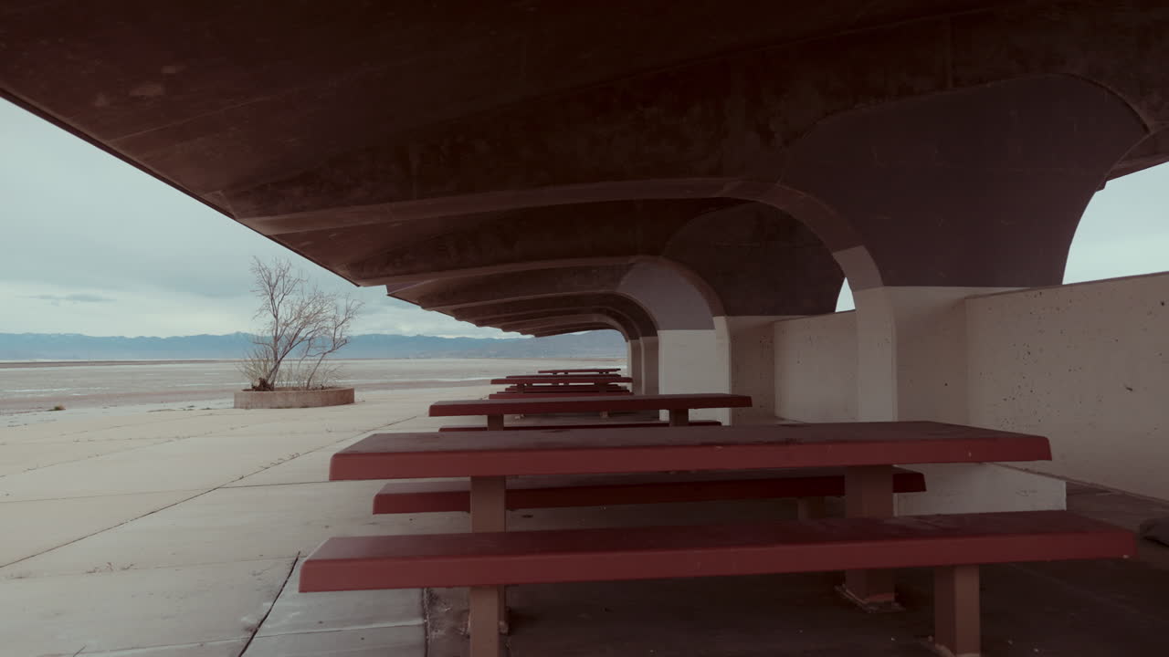 Empty Picnic Area Overlooking Water