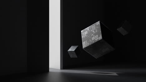 cubo e la luce, rendering 3d.