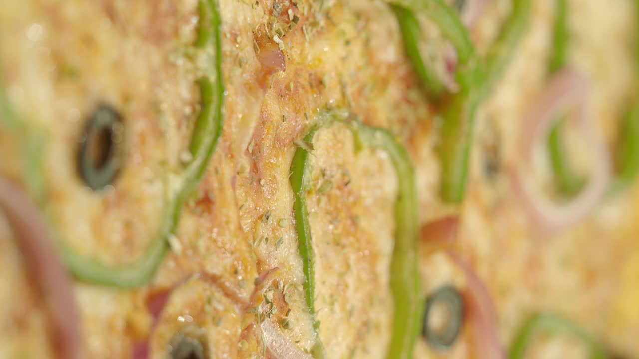 Close up of a pizza with toppings