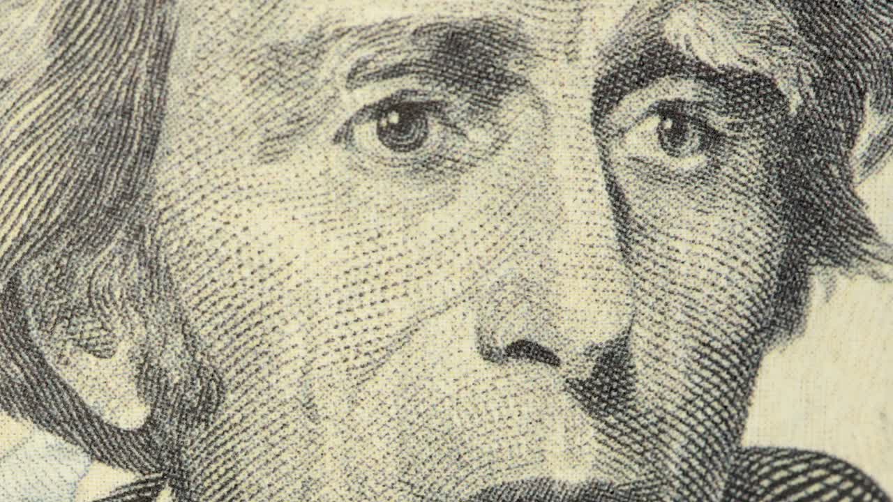 US twenty-dollar bill set on fire, close up