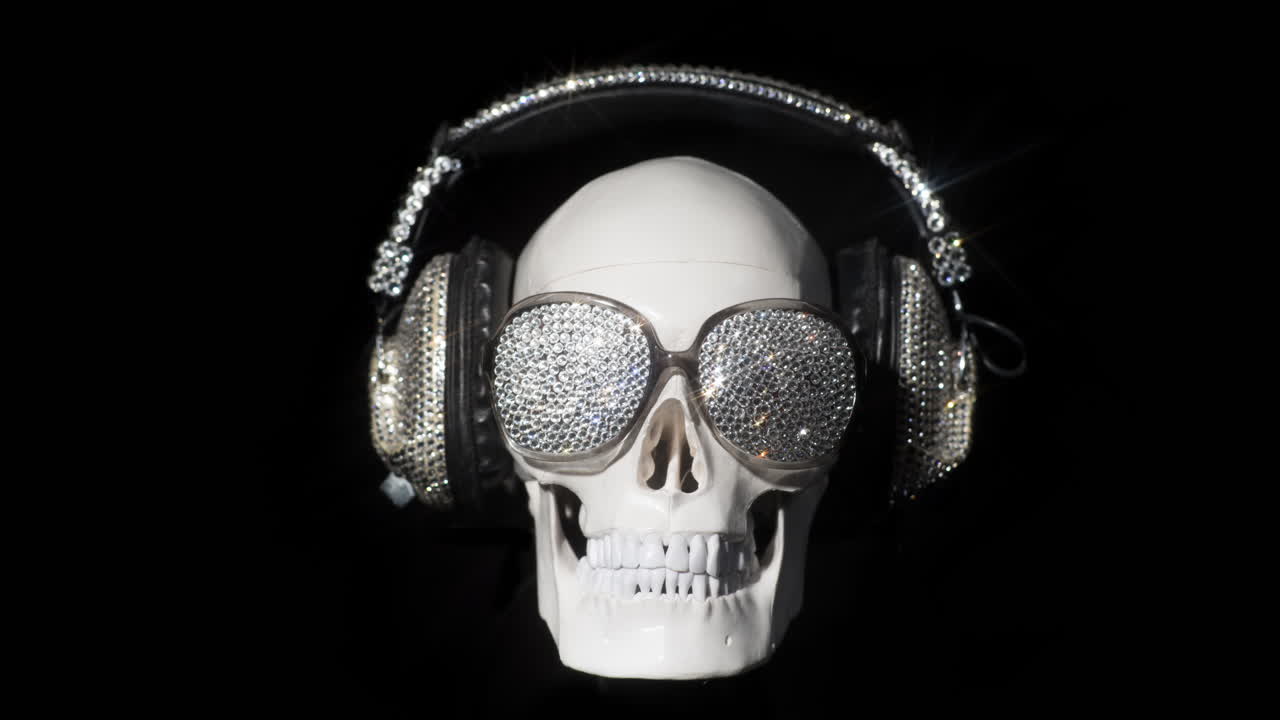 cranio umano con cuffie