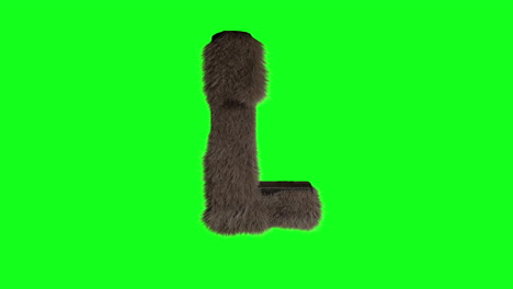 Abstract-hairy-letter-L-sign-fluffy-furry-alphabet-green-screen