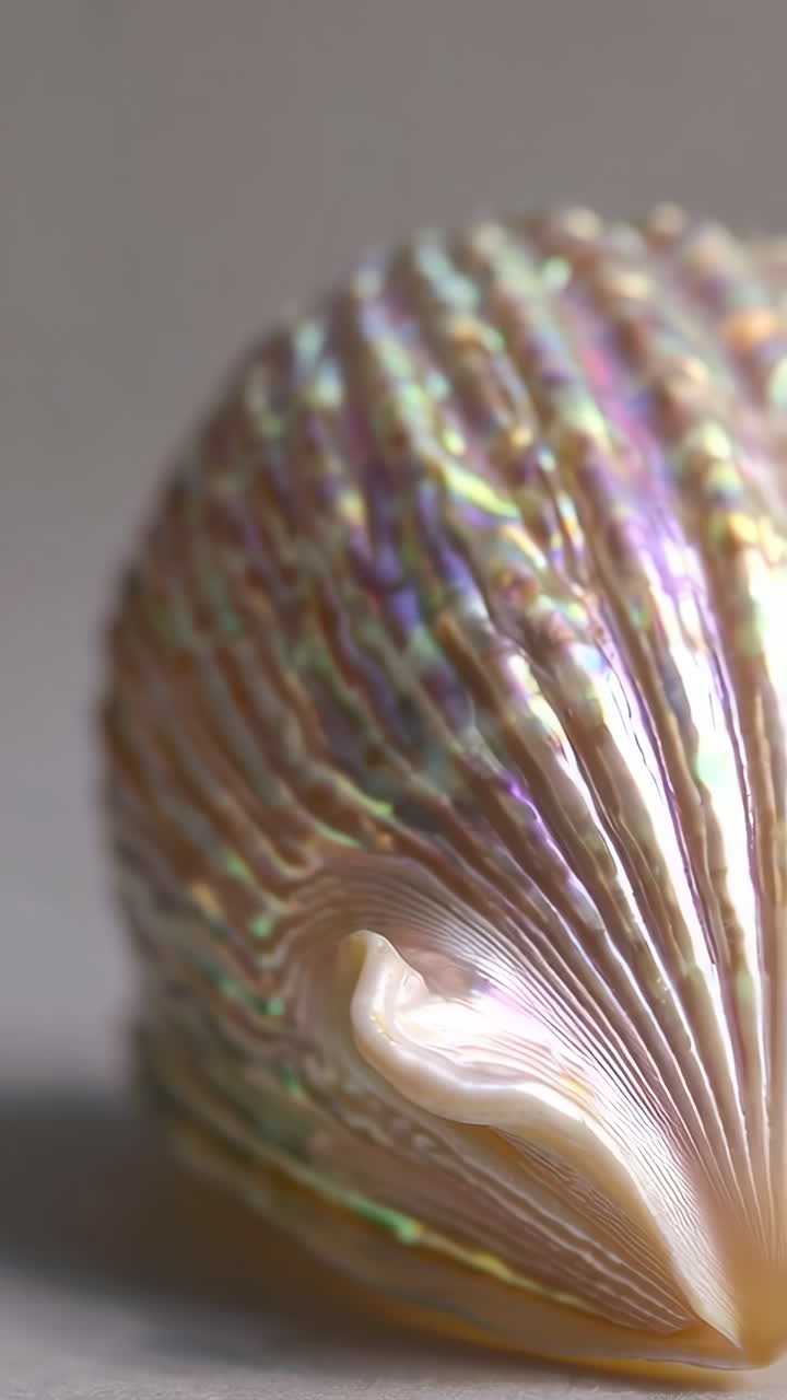 Beautiful iridescent seashell close-up
