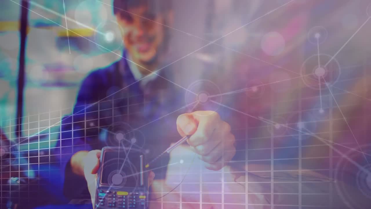 composición del almacén del servicio de entrega combinada con la imagen de la ciudad y el fondo borroso