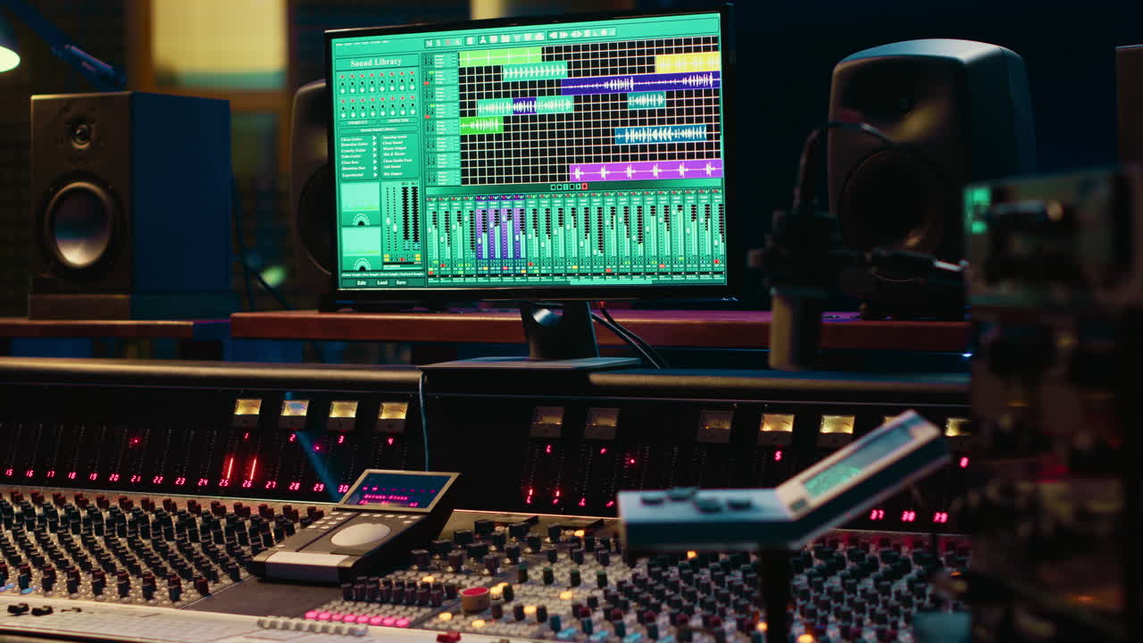 sala de control vacía estudio profesional utilizado en la industria de grabación de música