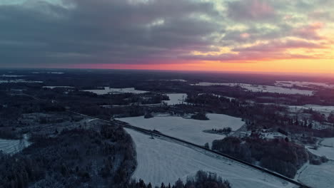 Relajante-Horizonte-Puesta-De-Sol-Disparo-De-Drone