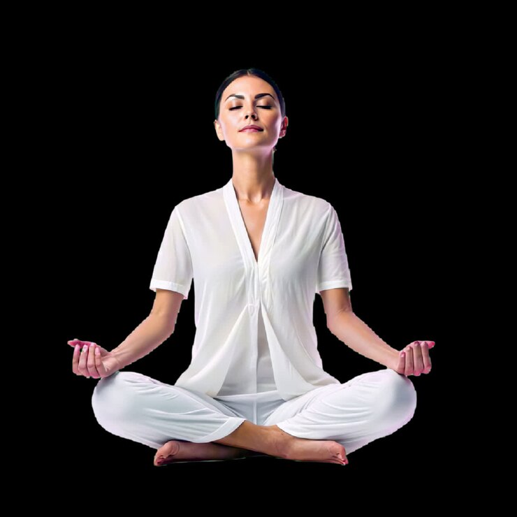 Serene meditation in white attire animation isolated asset, transparent 4K video, alpha channel