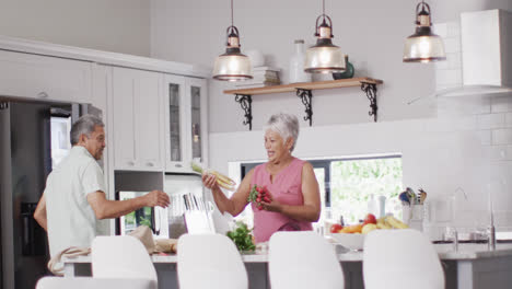 Feliz-Pareja-Birracial-Senior-Poniendo-Verduras-En-La-Nevera-En-La-Cocina