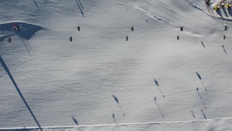 ski lift from above with drone in the dolomites, alpe di siusi