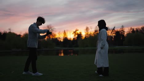 outdoor photoshoot with female model during colorful sunset golden hour
