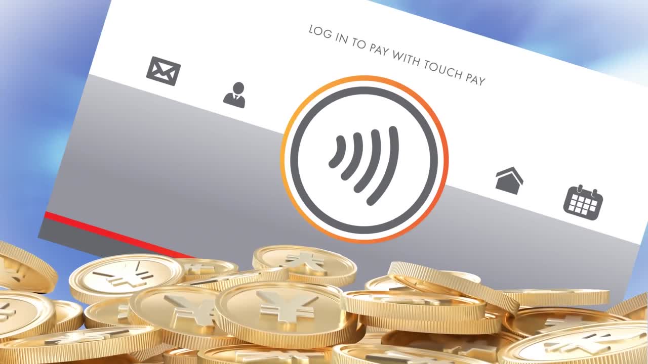 디지털 아이콘이 있는 디지털 클라우드,  ⁇ 락 및 오버 오버 와이파이 카드의 애니메이션