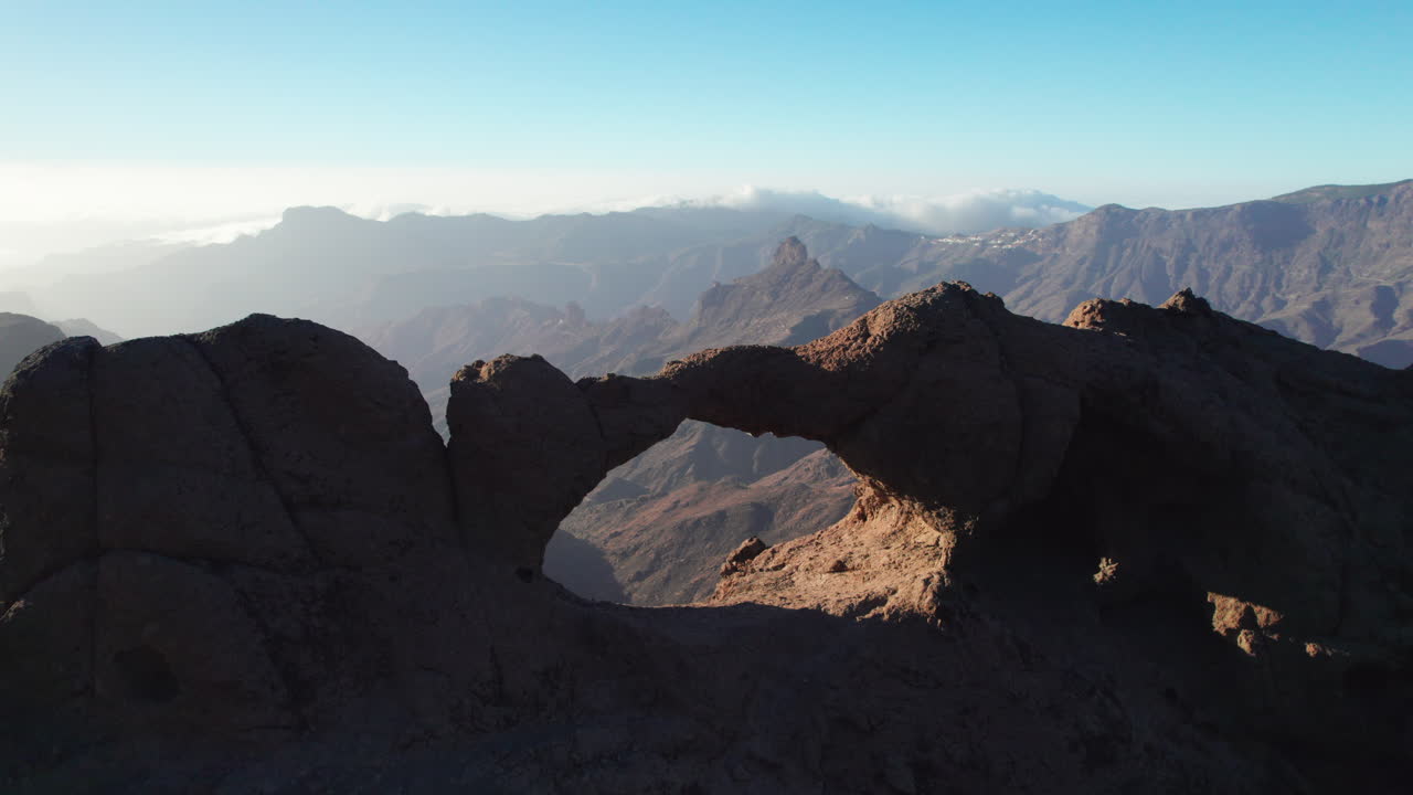Stunning Aerial View of a Natural Rock Arch in Gran Canaria