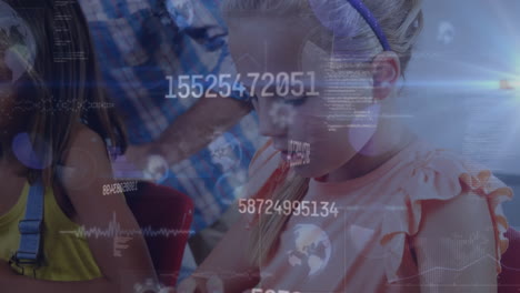 animation of data processing over diverse schoolchildren