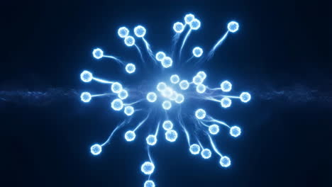 abstract blue glowing molecular or neural network growth