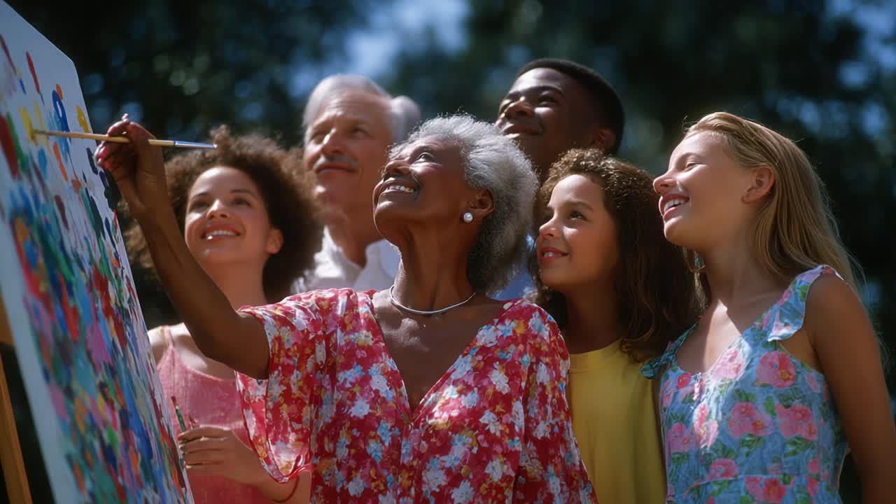 Diverse Group Painting Together
