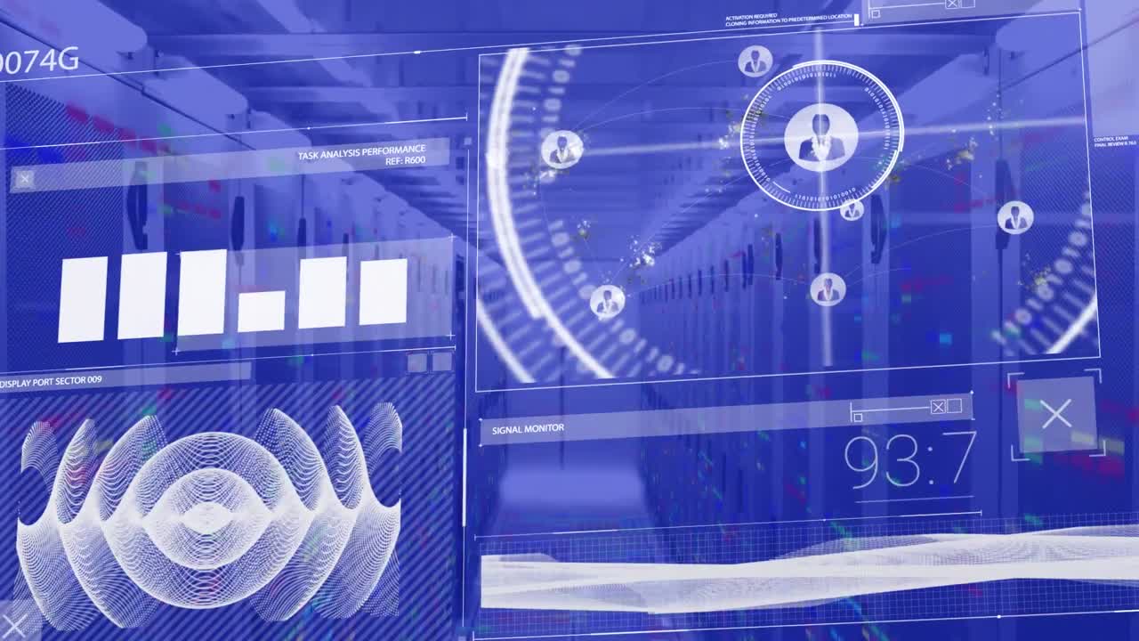 Animation of statistics and data processing over computer servers