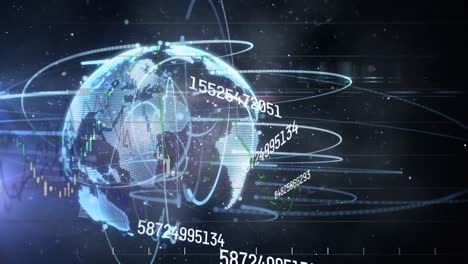 animación del globo con procesamiento de datos sobre fondo negro