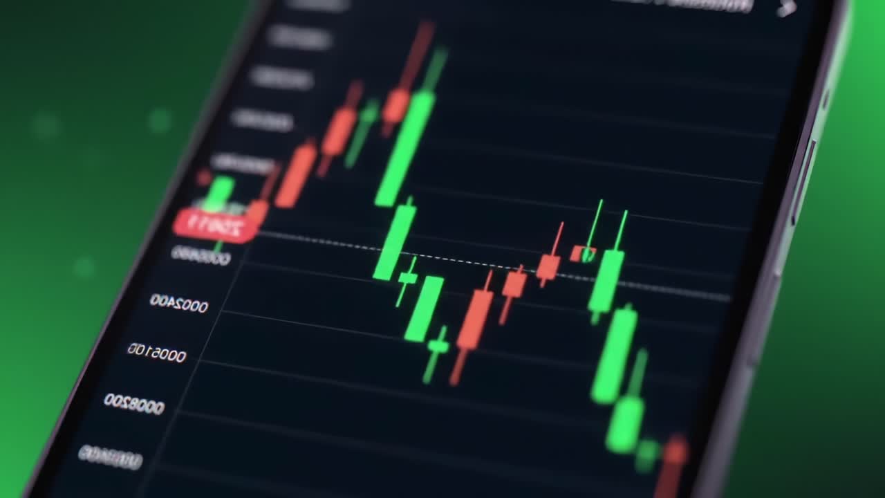 Trading Analysis With Candlestick Chart on Modern Smartphone Display