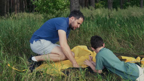 family camping in the nature