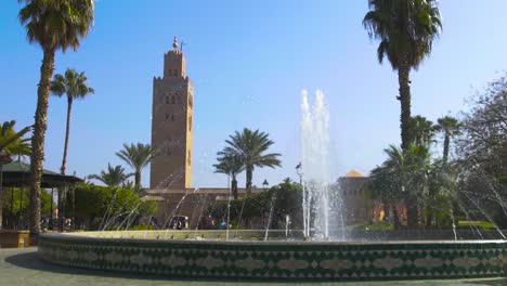 large fountain and koutoubia mosque