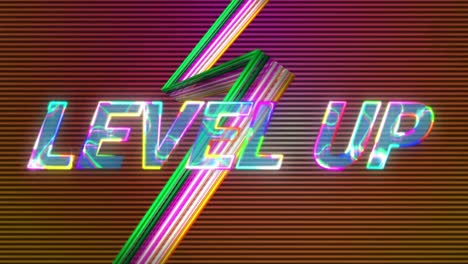 animation of level up in digital abstract space with colorful lines