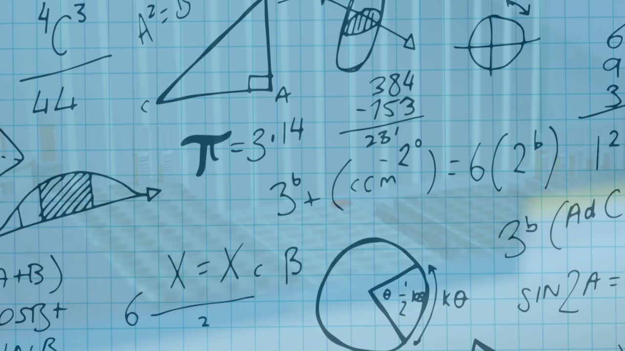 실험실의 장비를 통해 수학 방정식의 애니메이션