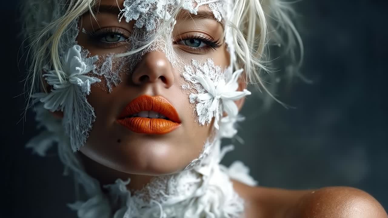 A woman in a white lace veil covering her face